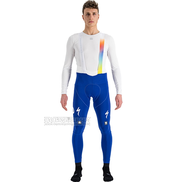 2022 Cycling Jersey Direct Energie White Yellow Blue Long Sleeve and Bib Short